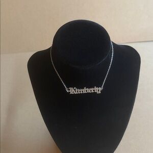 stainless steel  'Kimberly' Name plate anklet w/ adjustable chain clasp closure
